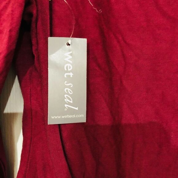 Wet Seal Bodysuit Women's Savage‎ Open Back Thong Burgundy Size XL NWT - Picture 6 of 6
